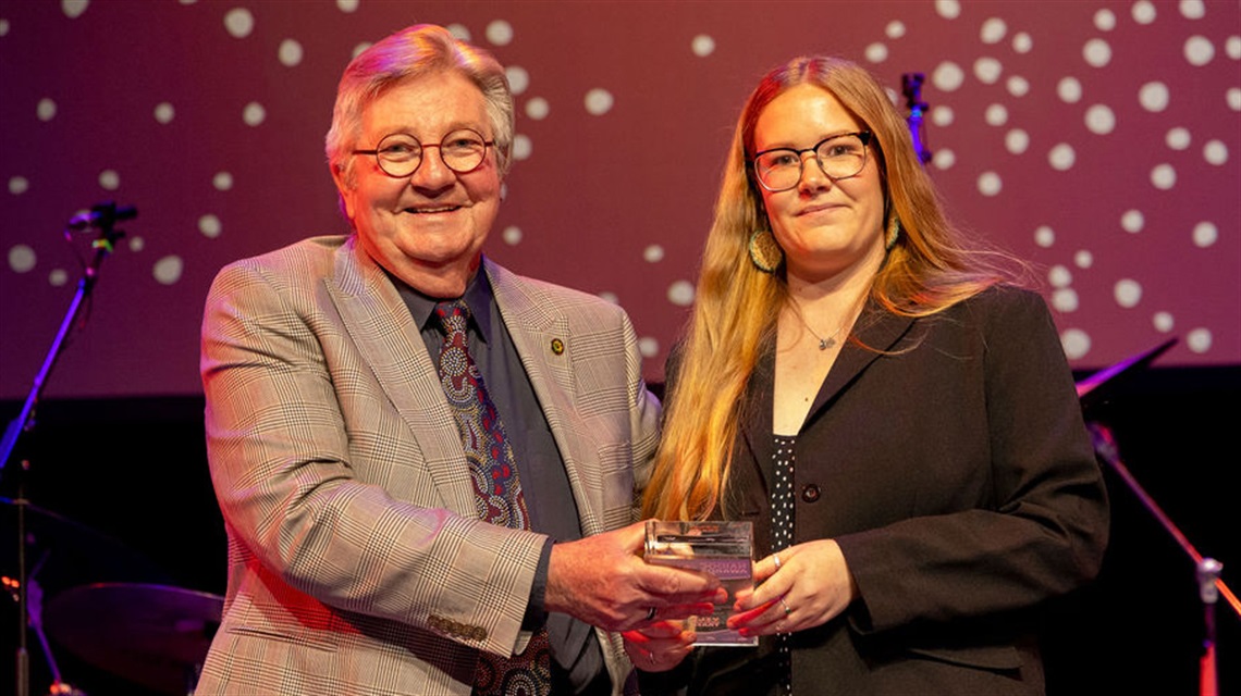 NAIDOC-Awards-2024-Mayor-Neil-Reilly-presents-Takesa-Frank-with-her-Young-Achiever-Award