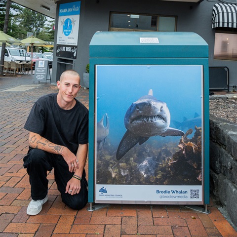 Brodie-Whalan with his shark photo 