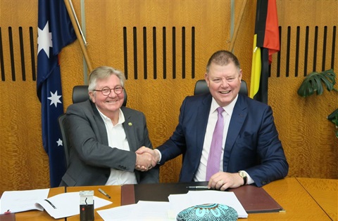 Blue Haven Hall & Prior contract - Mayor Neil Reilly and Graeme Prior