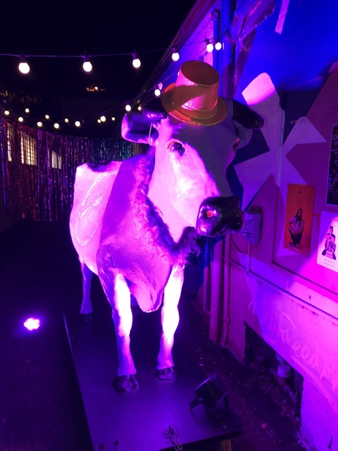 Daisy the Cow with Hat at Street Soiree
